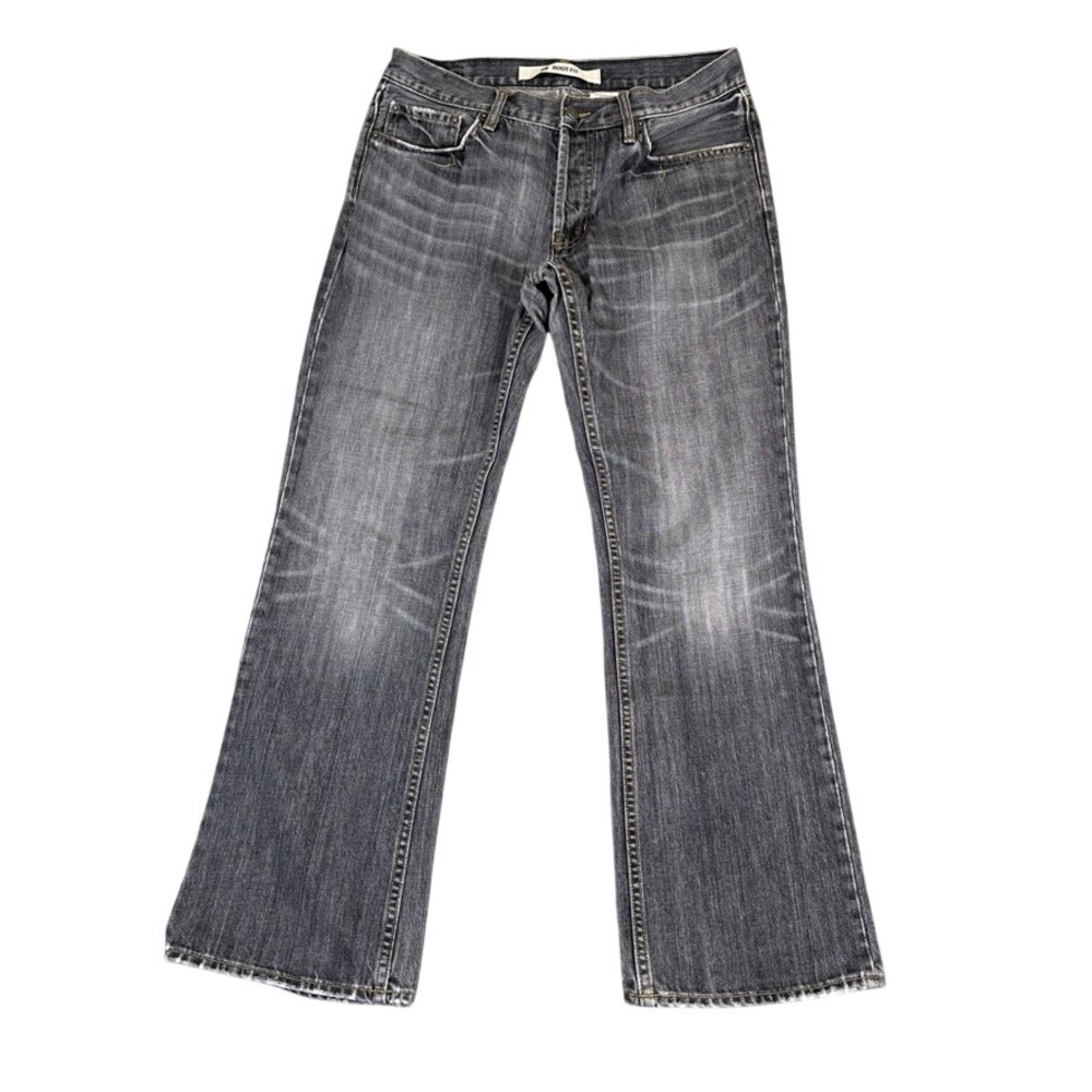 Vintage Mens Boot Fit Jeans 32x32 Gray 100% Cotton Denim Button Fly Distressed